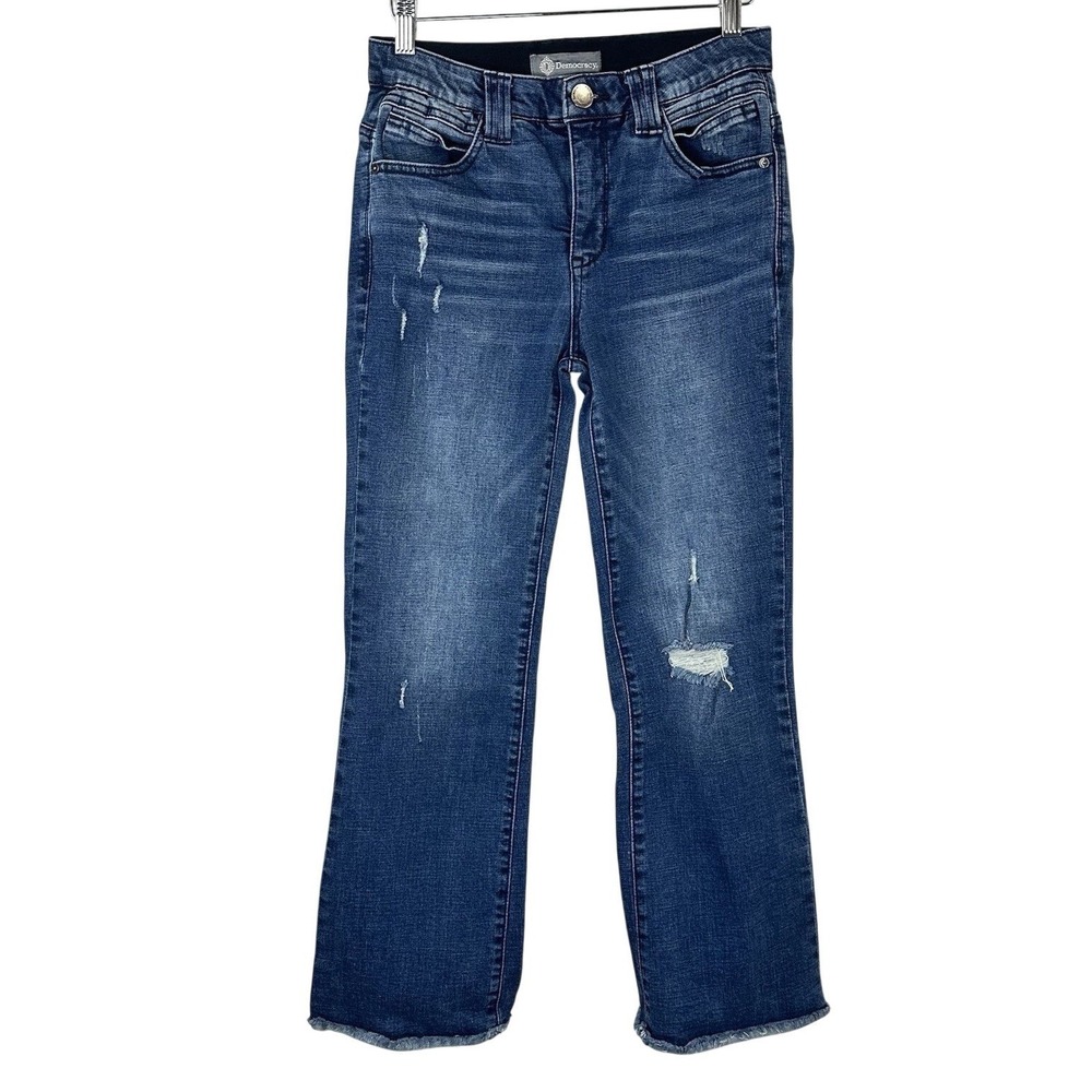 Democracy Ab Technology Straight Denim Jeans Raw Hem Distressed Women's 4
